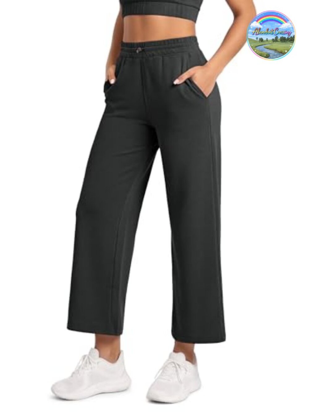 Wide Leg Lounge Pants High Waist Adjustable with Pockets